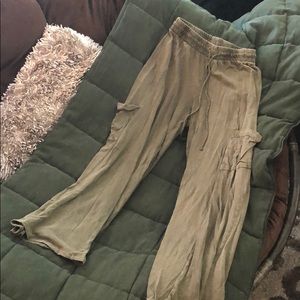 Green drawstring pants